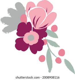 floral elements. Flower and green leaves. Wedding concept - flowers. Floral poster, invite. Vector arrangements for greeting card or invitation design