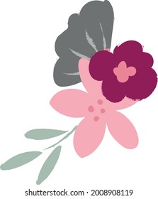 floral elements. Flower and green leaves. Wedding concept - flowers. Floral poster, invite. Vector arrangements for greeting card or invitation design