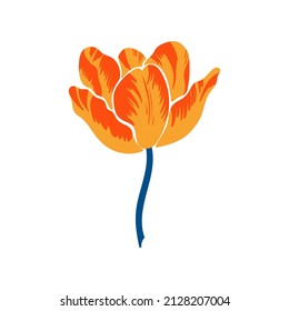 Blumenelemente. Blume und grüne Blätter. Moderner Stil Matisse minimalistisch.  Blumenposter, lade ein. Vektorgrafik-Arrangements für Grußkarten oder Einladungen