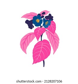 Floral elements. Flower and green leaves. Modern trendy Matisse minimal style.  Floral poster, invite. Vector arrangements for greeting card or invitation design
