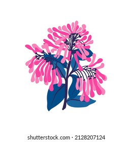 Floral elements. Flower and green leaves. Modern trendy Matisse minimal style.  Floral poster, invite. Vector arrangements for greeting card or invitation design