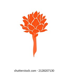 Floral elements. Flower and green leaves. Modern trendy Matisse minimal style.  Floral poster, invite. Vector arrangements for greeting card or invitation design