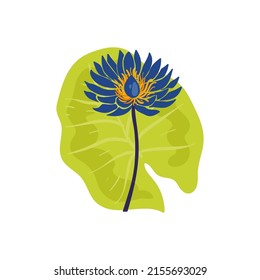 Floral elements. Flower and green leaves. Modern trendy Matisse minimal style.  Floral poster, invite. Vector arrangements for greeting card or invitation design