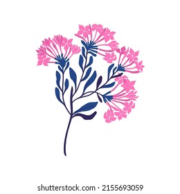 Floral elements. Flower and green leaves. Modern trendy Matisse minimal style.  Floral poster, invite. Vector arrangements for greeting card or invitation design