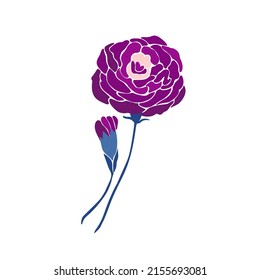 Floral elements. Flower and green leaves. Modern trendy Matisse minimal style.  Floral poster, invite. Vector arrangements for greeting card or invitation design