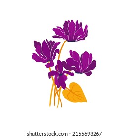 Elementos florales. Flores y hojas verdes. Moderna moda Matisse minimalista.  Afiche floral, invitación. Disposiciones de vectores para el diseño de tarjetas de felicitación o invitaciones