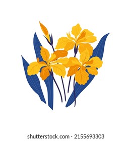 Floral elements. Flower and green leaves. Modern trendy Matisse minimal style.  Floral poster, invite. Vector arrangements for greeting card or invitation design
