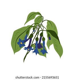 Floral elements. Flower and green leaves. Modern trendy Matisse minimal style.  Floral poster, invite. Vector arrangements for greeting card or invitation design