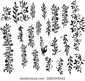 floral elements flower tattoo set vector illustration. Good for banner, poster, greeting card, party card, invitation, template, advertising, campaign, and social media.