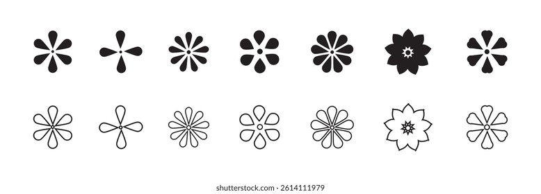 Floral elements. Flowers in modern simple. Vector illustration icons.