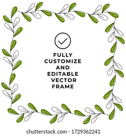 floral elements and flowers in watercolor style for cards and wedding invitations. frame photo, editable vector.