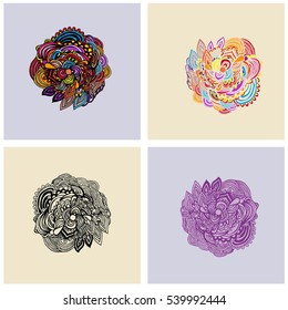 Floral elements. Illustration is made in the form set, in different colors and in different color variations