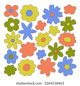 Floral elements isolated on white background. Groove style. Beautiful flowers can be used as creating card, invitation card for wedding, birthday and other holiday.