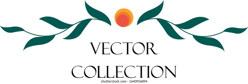 floral elements, leaves and branches, orange fruits berries or flowers 