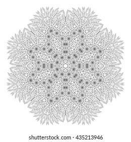  Floral elements. Monochrome oriental pattern. Arabic, Islamic, Indian,motifs. Coloring Book.