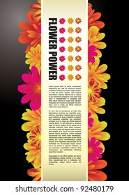 Floral elements on a black background with copy space for text