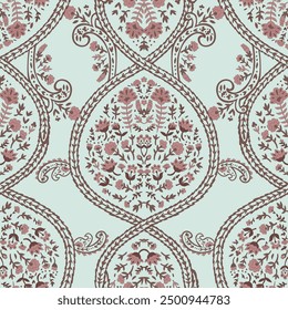 Floral elements pattern with various botanical details, seamlessly repeating. Ideal for textiles, wallpapers, and backgrounds. Vector illustration isolated on a white background.