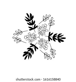 Floral elements for the preparation of the compositions. Twigs and leaves make elements for invitation frames, greeting cards, posters, blogs. Hand-drawn illustration. Lineart. Sketch.