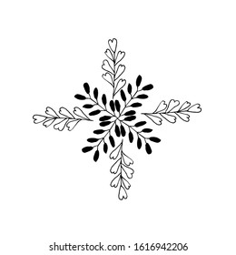 Floral elements for the preparation of the compositions. Twigs and leaves make elements for invitation frames, greeting cards, posters, blogs. Hand-drawn illustration. Lineart. Sketch.