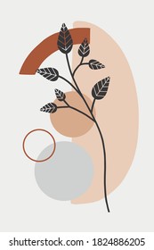 Floral elements. Ready to print. Boho Poster with trendy shapes.