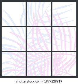 Floral elements Set of abstract art square templates. Design for social media posts