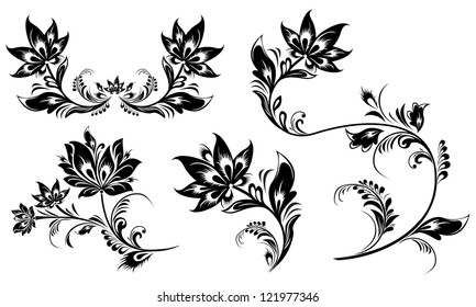 Floral elements. Set of floral elements for design.