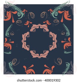 Floral Elements. Textbook, Booklet or Notebook. Orient Traditional Design. Lace Pattern. Vector Fashion Illustration.