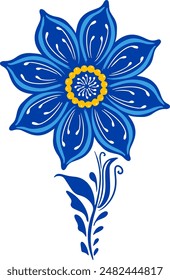 Floral elements of Ukrainian traditional ornament. Petrikovskaya painting. Ukraine's Independence Day. Stay with Ukraine. Thank you for supporting my country