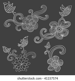 Floral elements in vector