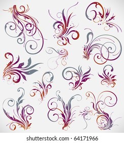 floral elements vector design collection