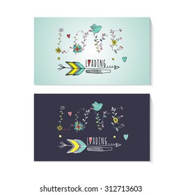 Floral elements of vintage. Prase love is loading in vector. Quotes flower design.