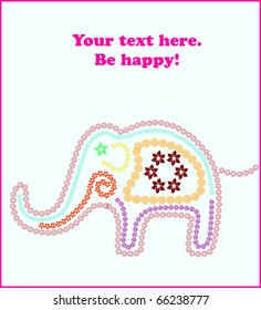 Floral elephant and a text box - vector illustration.