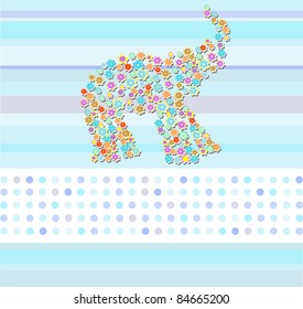 floral elephants card wallpaper background  in ethnic style. vector