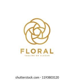 Floral emblem design. Flower icon concept. Luxury flower logo related to Boutique, Hotel, Restaurant, Jewelry, Resort or Interior