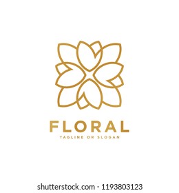 Floral emblem design. Flower icon concept. Luxury flower logo related to Boutique, Hotel, Restaurant, Jewelry, Resort or Interior