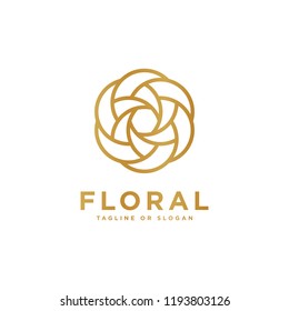 Floral emblem design. Flower icon concept. Luxury flower logo related to Boutique, Hotel, Restaurant, Jewelry, Resort or Interior