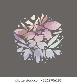 Emblema floral para floristería, cosméticos orgánicos, salón de belleza. Diseño vector de acuarela dibujado a mano.