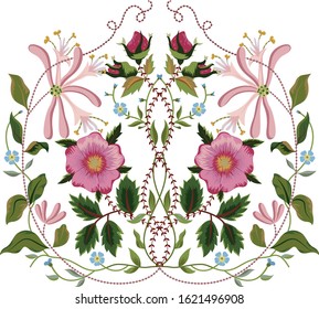 floral embroidery design motif vector