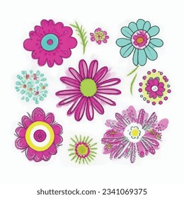 ilustración vectorial de diseño de bordado floral