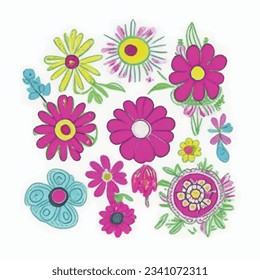 floral embroidery design vector illustration