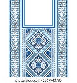 floral embroidery neckline background. ikat and cross stitch geometric seamless pattern ethnic oriental traditional. Aztec style illustration design for carpet, wallpaper, clothing, wrapping, batik.