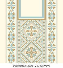 floral embroidery neckline background. ikat and cross stitch geometric seamless pattern ethnic oriental traditional. Aztec style illustration design for carpet, wallpaper, clothing, wrapping, batik.