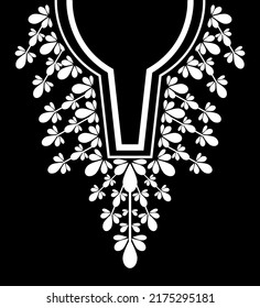 Diseño de cordón de bordado floral en ilustración vectorial. Diseño de cuello blanco floral vintage para camisa, impresión, decoración, etc. 