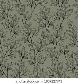 floral endless pattern.hand-painted abstract vector outlines