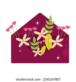 floral envelope icon on white background