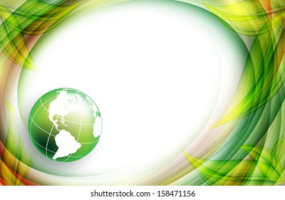 floral environmental vector frame with globe. Eps10