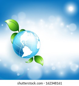 floral environmental vector frame with globe. Eps10