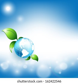 floral environmental vector frame with globe. Eps10