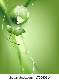 floral environmental vector frame with globe. Eps10