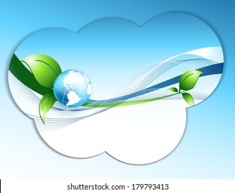 floral environmental vector frame with globe. Eps10